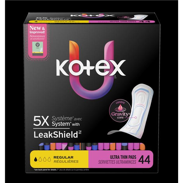 Kotex U Menstrual Pad Regular White Disposable Fragrance Free 44/Pk product image