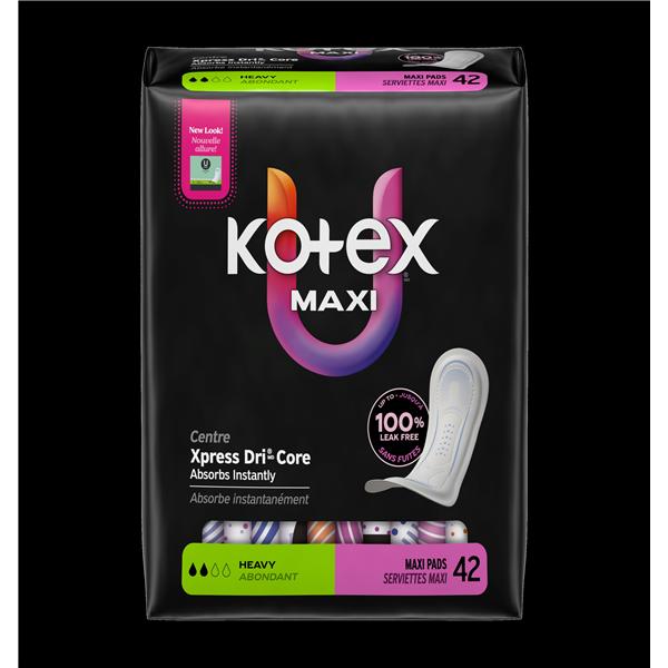 Kotex U Menstrual Pad Heavy White Disposable Fragrance Free 42/Pk product image