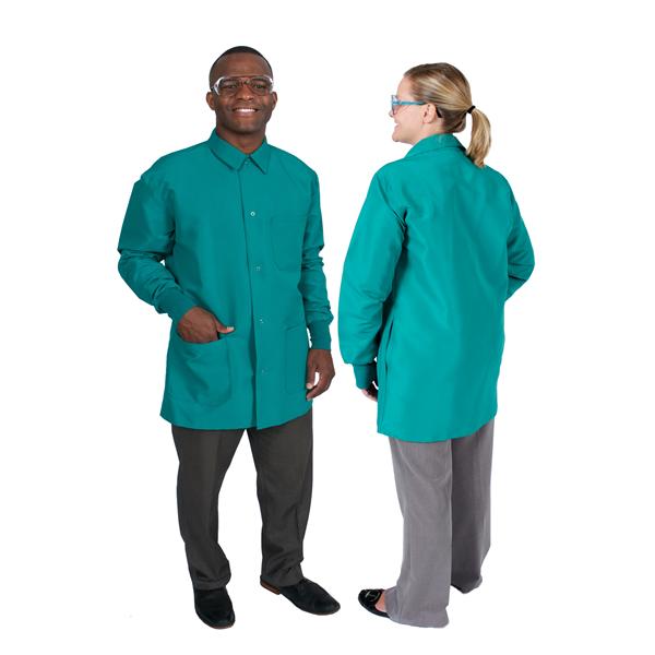 DenLine Protection Plus Lab Coat Mid Length 3 Pockets 34 in Large Grn Unisex Ea