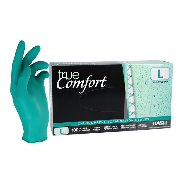 True Comfort Chloroprene Exam Gloves Large Green Non-Sterile