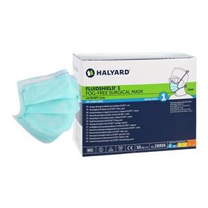 FluidShield Fog-Free Mask ASTM Level 1 Green 50/Bx, 6 BX/CA