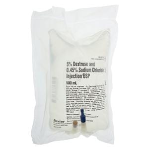 IV Injection Solution Dextrose 5%/Sodium Chloride 0.45% 500mL Vflx Cntnr EA, 24 EA/CA