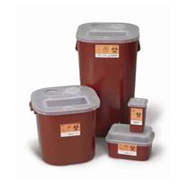 Sharps Container 1qt Red/Black 3-1/2x7x3-1/2" Vertical Entry Polypropylene EA, 72 EA/CA