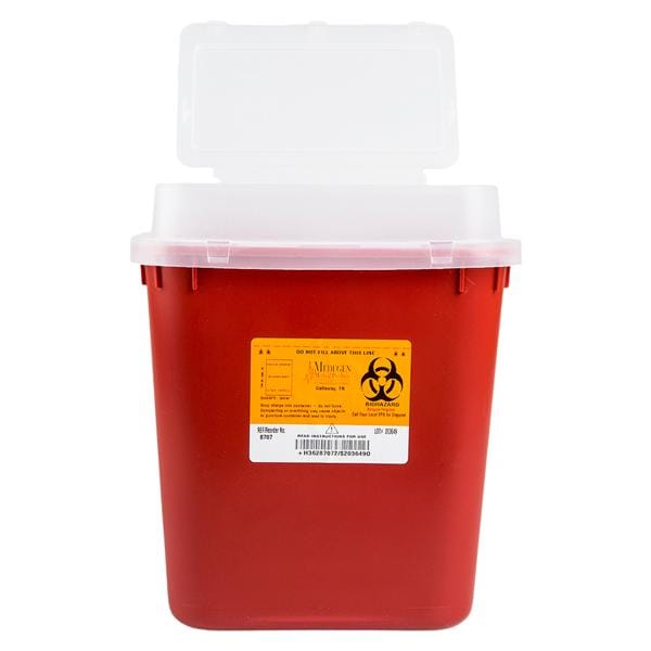 Sharps Container 2gal Red/Black 10x11-1/4x7" Tortuous Path Lid Polypropylene Ea, 10 EA/CA