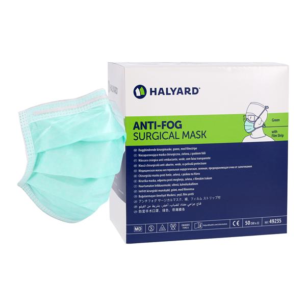 Tie On Mask Not ASTM Rated Anti-Fog Green 50/Bx
