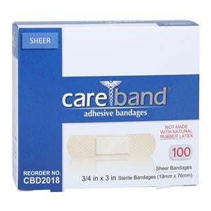 Careband Adhesive Bandage Fabric 3/4x3" Sheer/Flesh Sterile 1200/Ca