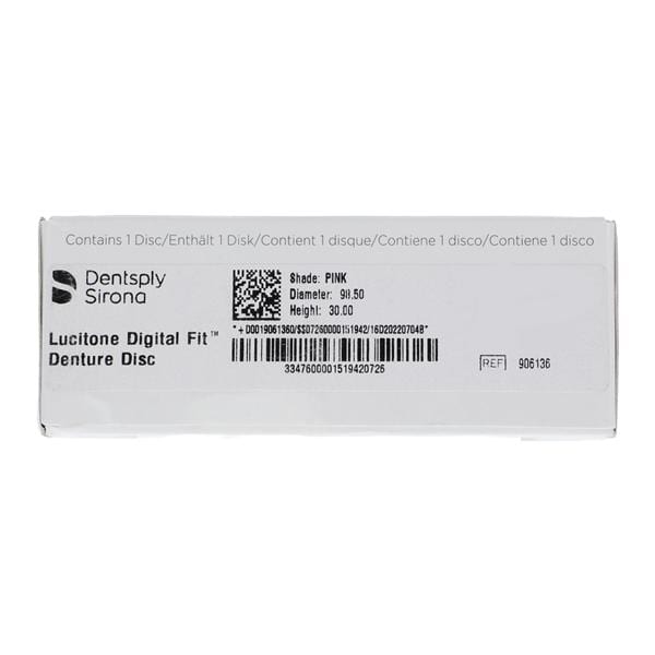 Lucitone Digital Fit Denture Disc Pink 98x30mm Ea