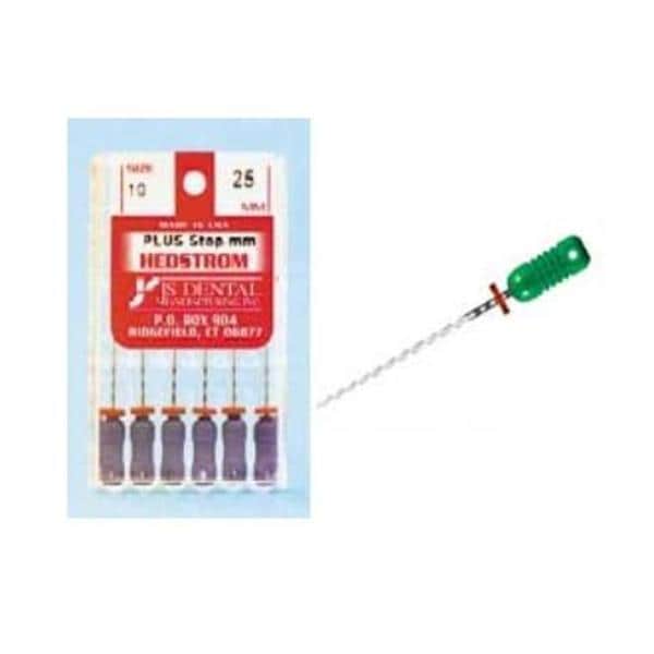 Hand Hedstrom Plus File 25 mm Size 35 Stainless Steel Green 0.02 6/Bx