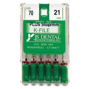 Hand K-File Plus 21 mm Size 70 Stainless Steel Green 0.02 6/Bx