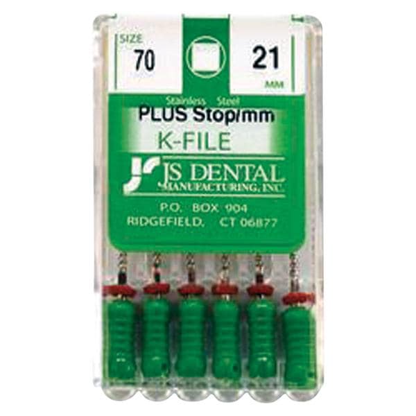 Hand K-File Plus 21 mm Size 70 Stainless Steel Green 0.02 6/Bx
