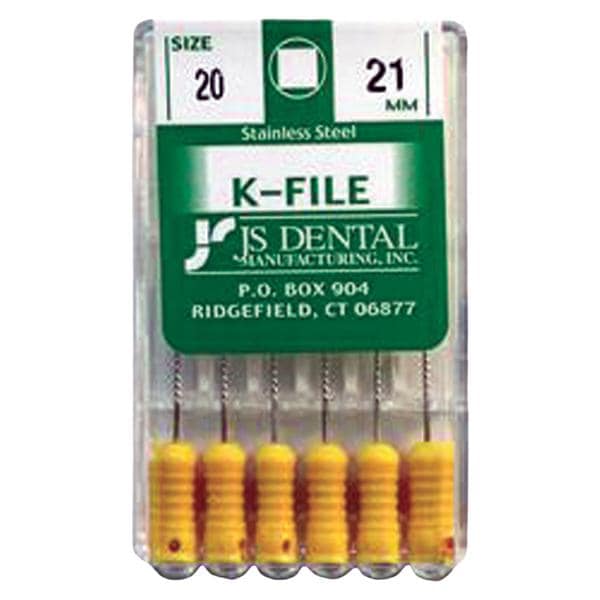 K-File 21 mm Size 20 Stainless Steel Yellow 0.02 6/Pk