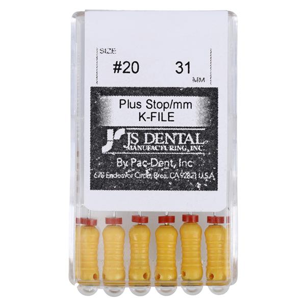 Hand K-File Plus 31 mm Size 20 Stainless Steel Yellow 0.02 6/Bx