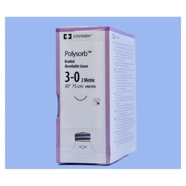 Polysorb Suture 3-0 30" Polyester Braid P-14 Undyed 36/Ca