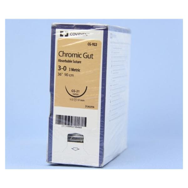 Surgigut Suture 3-0 36" Chromic Gut Monofilament GS-21 Undyed 36/Pk