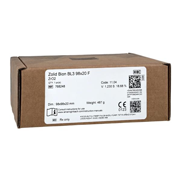 Zolid Bion Zirconia Disc BL3 98x20 1/Ea product image