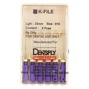 Hand K-File 25 mm Size 10 Stainless Steel Purple 6/Pk