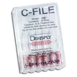 C-Files Hand File Size 6 Pink 21 mm Stainless Steel 6/Pk