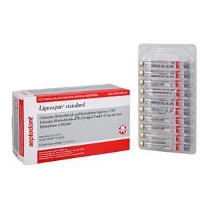 Lignospan Lidocaine HCl 2% Epinephrine 1:100,000 1.7 mL 50/Bx