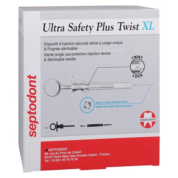 Ultra Safety Plus Twist XL Self Aspirating Syringe 30 Gauge Short Blue 100/Bx