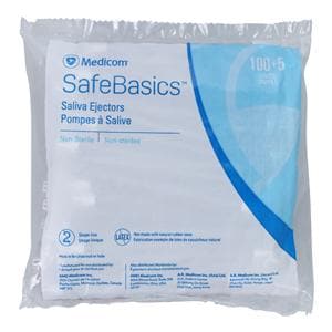 SafeBasics Saliva Ejectors Clear White Tip 105/Bg