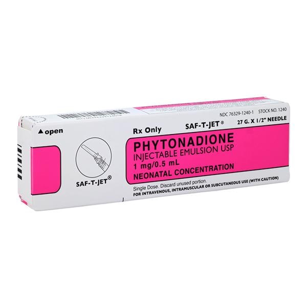 Phytonadione (Vitamin K) Injection 1mg/.5mL Sf-T-Jt Prefl Syr 0.5mL Each