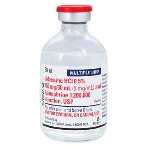 Lidocaine HCl Epinephrine Injection 0.5% 1:200,000 MDV 50mL Each