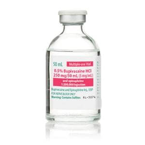 Bupivacaine HCl Epinephrine Injection 0.5% 1:200,000 MDV 50mL Each, 25 VL/CA