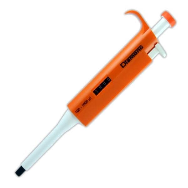 Diamond Adjustable Volume Pipette 100-1000uL Graduated Orange Ea