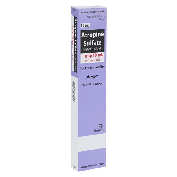 Atropine Sulfate Injection 0.1mg/mL Ansyr Syringe 10mL 10/Package