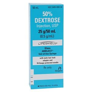 Dextrose 50% Injection PF Prefilled Syringe 50mL 10/Package, 5 PK/CA