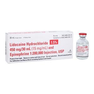 Lidocaine HCl Epinephrine Injection 1.5% 1:200,000 Preservative F...