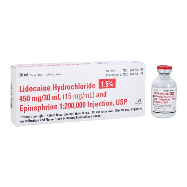 Lidocaine HCl Epinephrine Injection 1.5% 1:200,000 Preservative F...