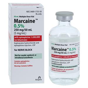Marcaine w/Epinephrine Injection 0.5% 1:200,000 MDV 50mL Each