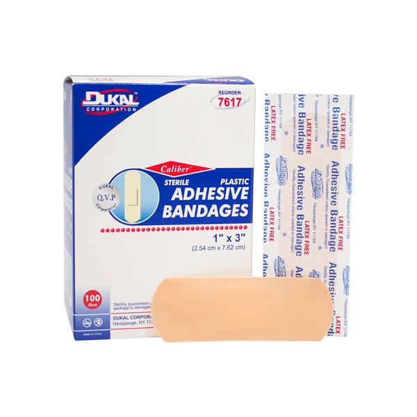 Caliber Adhesive Bandage Plastic 1x3" Tan Sterile 100/Bx