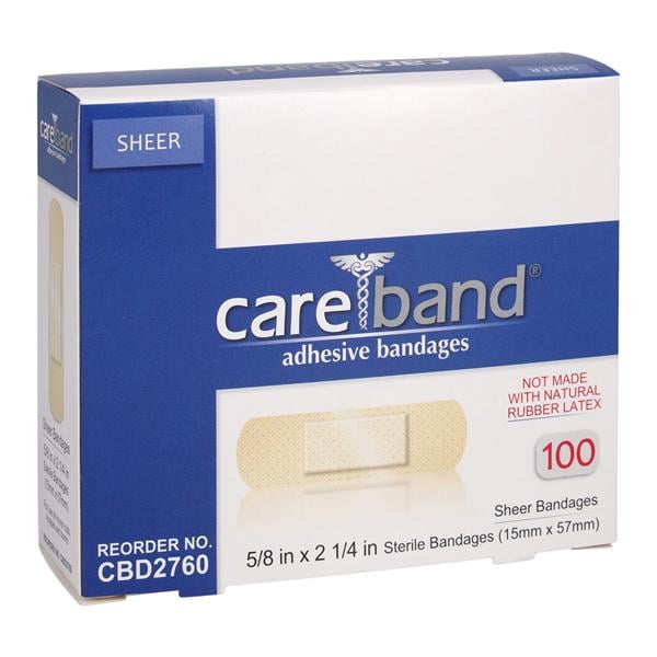 Careband Adhesive Bandage Fabric .63x2.25" Sheer/Flesh Sterile 100/Bx, 24 BX/CA