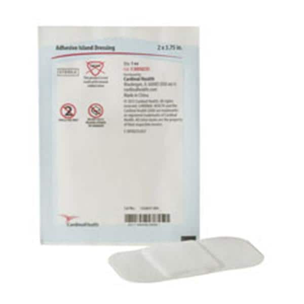 Fabric Island Dressing 2x4" Sterile Square Adhesive Non-Adherent LF, 8 BX/CA