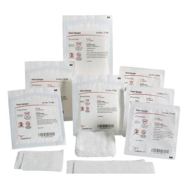 Reinforced Gelling Fiber Gauze Sponge 4x8" 12 Ply Sterile Rectangle Prem Wvn LF