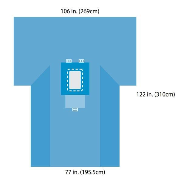 Drape Laparotomy Convertors Tiburon 9x14-1/2" Fenestrated 106"x77" Blue 14/Ca