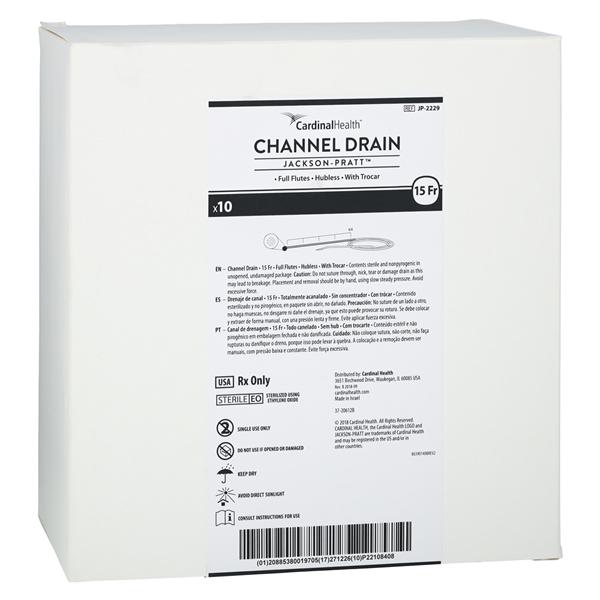 Jackson-Pratt Rubber Channel Drain Hubless 15Fr Round Tip, 8 BX/CA