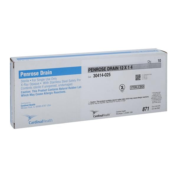 Latex Penrose Drain Flat Tip, 10 BX/CA