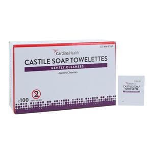 Castile Soap Towelette Coconut Oil 12.5x20cm 100/Bx, 10 BX/CA