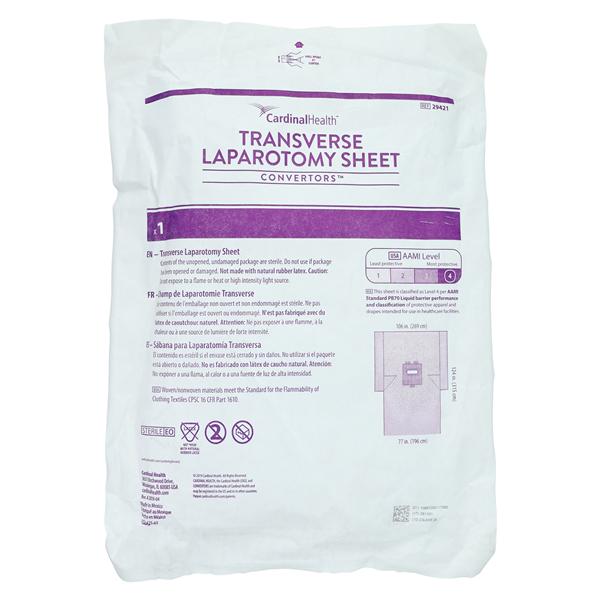 Convertors Tiburon 77x122" Sterile Transverse Laparotomy Drape 4x14" Fenestrated, 12 EA/CA