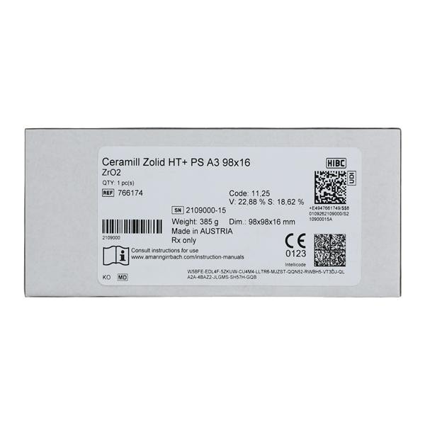 Ceramill Zolid HT+ Zirconia Disc A3 98x16 Ea