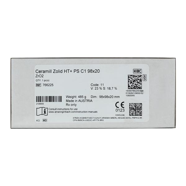 Ceramill Zolid HT+ Zirconia Disc C1 98x20 Ea product image