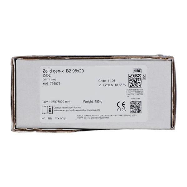 Zolid Gen-X Zirconia Disc B2 98x20 Ea product image