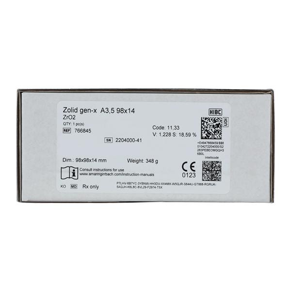 Zolid Gen-X Zirconia Disc A3.5 98x14 Ea product image