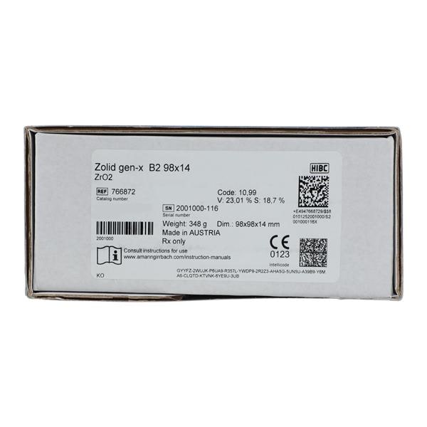 Zolid Gen-X Zirconia Disc B2 98x14 Ea product image