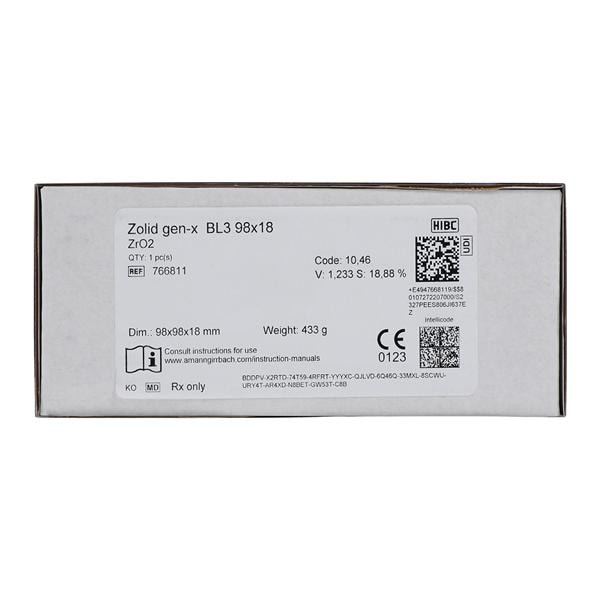 Zolid Gen-X Zirconia Disc BL3 98x18 Ea product image