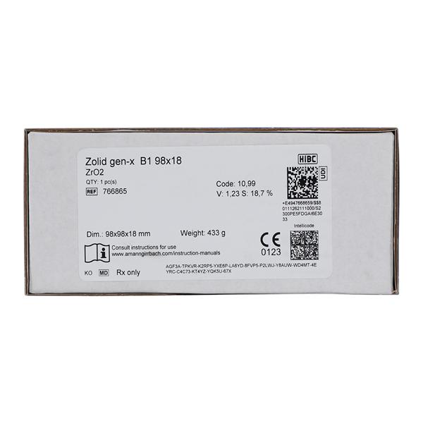 Zolid Gen-X Zirconia Disc B1 98x18 Ea
