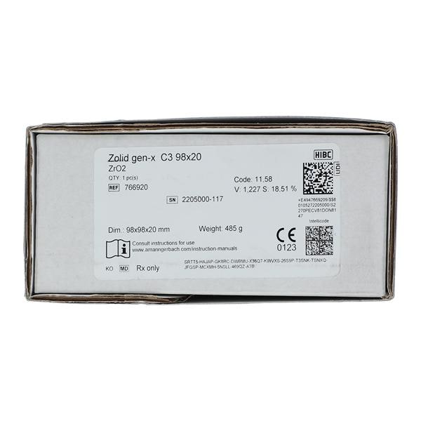 Zolid Gen-X Zirconia Disc C3 98x20 Ea product image